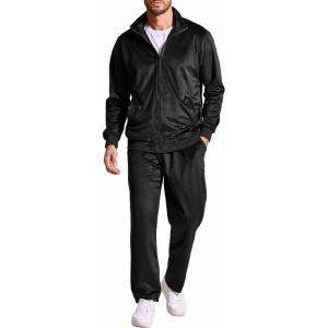 imageCOOFANDY Mens 2 Piece Velour Tracksuit Full Zip Jackets Pants Velvet Jogging Suits Sweatsuit SetBlack