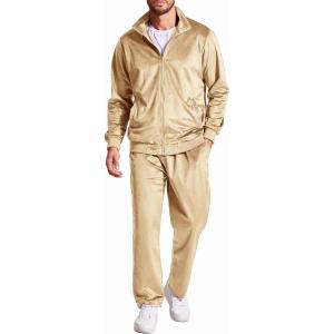 imageCOOFANDY Mens 2 Piece Velour Tracksuit Full Zip Jackets Pants Velvet Jogging Suits Sweatsuit SetChampagne