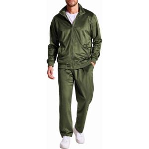 imageCOOFANDY Mens 2 Piece Velour Tracksuit Full Zip Jackets Pants Velvet Jogging Suits Sweatsuit SetOlive Green
