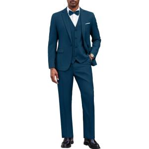 imageCOOFANDY Mens 3 Pieces Suit Classic One Button Single Breasted Slim Fit Blazer Jacket Vest Pants Set Wedding BusinesDark Blue