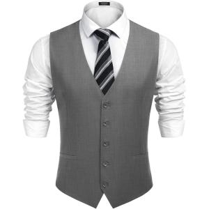 imageCOOFANDY Mens Business Suit Vest Casual Dress Vest Slim Fit Formal WaistcoatDark Grey