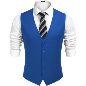 imageCOOFANDY Mens Business Suit Vest Casual Dress Vest Slim Fit Formal WaistcoatRoyal Blue