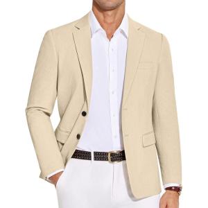 imageCOOFANDY Mens Casual Blazer Lightweight Slim Fit Suit Jacket Two Button Cotton Sport CoatsKhaki