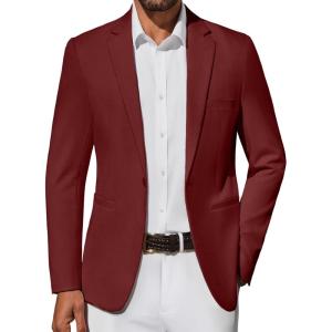 imageCOOFANDY Mens Casual Blazer Lightweight Sport Coat One Button Suit JacketWine Red