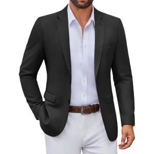 imageCOOFANDY Mens Casual Blazer Lightweight Sport Coats Two Buttons Slim Fit Suit Jacket for Business Wedding DressBlack