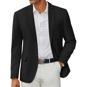 imageCOOFANDY Mens Casual Blazer Regular Fit Two Button Lightweight Sport Coats Business Suit JacketBlack