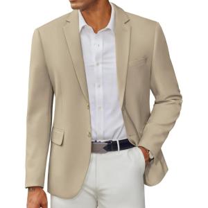 imageCOOFANDY Mens Casual Blazer Regular Fit Two Button Lightweight Sport Coats Business Suit JacketLight Khaki
