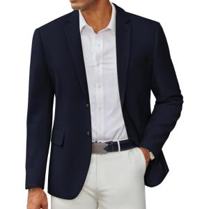 imageCOOFANDY Mens Casual Blazer Regular Fit Two Button Lightweight Sport Coats Business Suit JacketNavy Blue