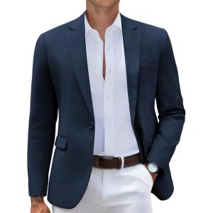 imageCOOFANDY Mens Casual Blazer Slim Fit Sport Coats One Button Stylish Business Suit JacketNavy Blue