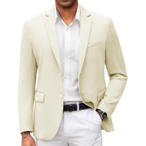 imageCOOFANDY Mens Casual Blazer Slim Fit Suit Jacket Lightweight Knit Sport Coat Two Button Blazer JacketBeige