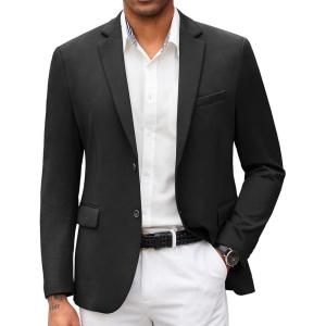 imageCOOFANDY Mens Casual Blazer Slim Fit Suit Jacket Lightweight Knit Sport Coat Two Button Blazer JacketBlack