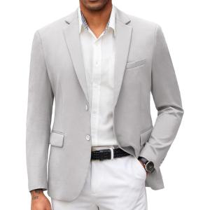 imageCOOFANDY Mens Casual Blazer Slim Fit Suit Jacket Lightweight Knit Sport Coat Two Button Blazer JacketLight Grey
