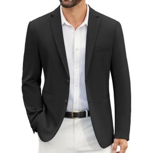 imageCOOFANDY Mens Casual Blazer Slim Fit Suit Jackets Two Button Lightweight Knit Sport CoatBlack