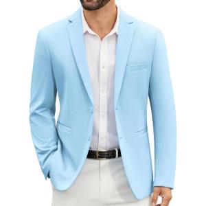 imageCOOFANDY Mens Casual Blazer Slim Fit Suit Jackets Two Button Lightweight Knit Sport CoatLight Blue