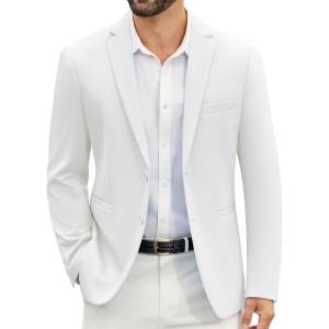 imageCOOFANDY Mens Casual Blazer Slim Fit Suit Jackets Two Button Lightweight Knit Sport CoatWhite