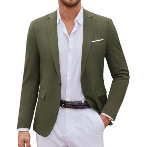 imageCOOFANDY Mens Casual Blazer Suit Jackets One Button Sport Coats Lightweight Business Sports JacketsArmy Green