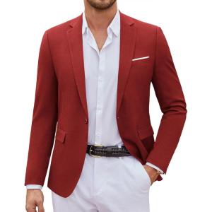 imageCOOFANDY Mens Casual Blazer Suit Jackets One Button Sport Coats Lightweight Business Sports JacketsWine