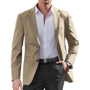 imageCOOFANDY Mens Casual Sport Coat Regular Fit Lightweight Blazers Jacket Two Button Business Suit JacketsKhaki