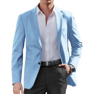 imageCOOFANDY Mens Casual Sport Coat Regular Fit Lightweight Blazers Jacket Two Button Business Suit JacketsLight Blue