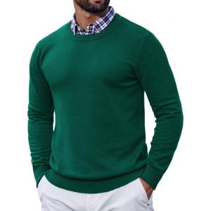 imageCOOFANDY Mens Crewneck Sweater Pullover Knit Sweater Lightweight Sweaters with Ribbing EdgeGreen