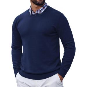 imageCOOFANDY Mens Crewneck Sweater Pullover Knit Sweater Lightweight Sweaters with Ribbing EdgeNavy Blue