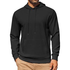 imageCOOFANDY Mens Hoodie Long Sleeve Casual Pullover Hooded Sweatshirt Fashion Drawstring Hoodies with PocketBlack