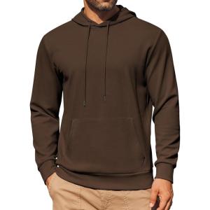 imageCOOFANDY Mens Hoodie Long Sleeve Casual Pullover Hooded Sweatshirt Fashion Drawstring Hoodies with PocketChestnut Brown