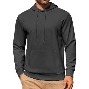 imageCOOFANDY Mens Hoodie Long Sleeve Casual Pullover Hooded Sweatshirt Fashion Drawstring Hoodies with PocketDark Grey