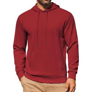 imageCOOFANDY Mens Hoodie Long Sleeve Casual Pullover Hooded Sweatshirt Fashion Drawstring Hoodies with PocketMaroon