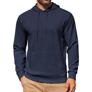 imageCOOFANDY Mens Hoodie Long Sleeve Casual Pullover Hooded Sweatshirt Fashion Drawstring Hoodies with PocketNavy Blue
