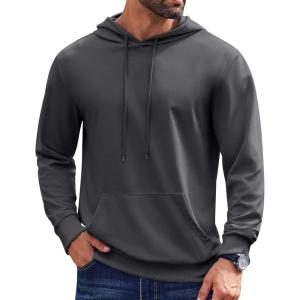 imageCOOFANDY Mens Hoodies Pullover Long Sleeve Casual Fashion Sweatshirts Drawstring Gym Hooded Shirt with Kanga PocketGrey