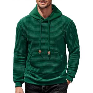 imageCOOFANDY Mens Hoodies Sweatshirts Long Sleeve Fashion Waffle Knit Pullover Hoodie with PocketPine Green