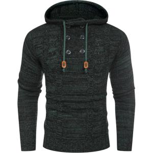 imageCOOFANDY Mens Knitted Hoodies Pullover Casual Long Sleeve Turtleneck SweatersDeep Green