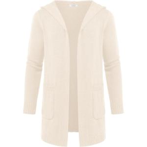 imageCOOFANDY Mens Long Open Front Cardigan Sweater Lightweight Hooded Knitted Cardigan Sweaters with PocketsAll White
