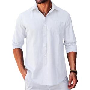 imageCOOFANDY Mens Long Sleeve Button Down Shirt Casual Untucked RegularFit Oxford Dress ShirtsWhite