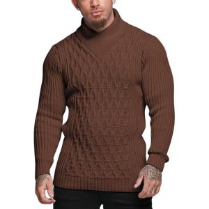 imageCOOFANDY Mens Pullover Sweaters Fashion Diamond Knit Sweater Stylish Knitwear Lightweight JumperDark Brown