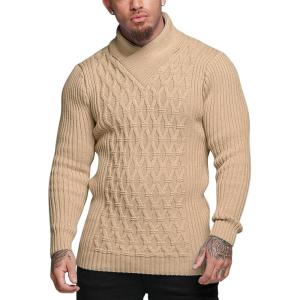 imageCOOFANDY Mens Pullover Sweaters Fashion Diamond Knit Sweater Stylish Knitwear Lightweight JumperLight Khaki