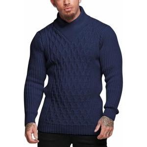 imageCOOFANDY Mens Pullover Sweaters Fashion Diamond Knit Sweater Stylish Knitwear Lightweight JumperNavy Blue