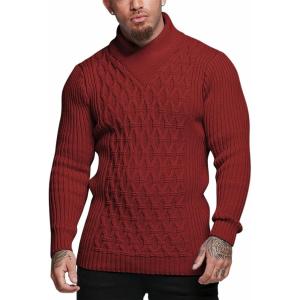 imageCOOFANDY Mens Pullover Sweaters Fashion Diamond Knit Sweater Stylish Knitwear Lightweight JumperWine Red