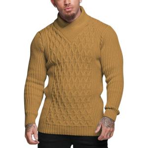 imageCOOFANDY Mens Pullover Sweaters Fashion Diamond Knit Sweater Stylish Knitwear Lightweight JumperYellow