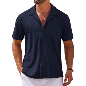 imageCOOFANDY Mens Short Sleeve Dress Shirts Button Down Untucked Wrinkle Free Shirts Casual Summer Shirt with PocketBlackberry