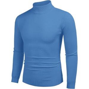 imageCOOFANDY Mens Slim Fit Mock Turtleneck Pullover Sweater Casual Basic Knitted Thermal SweatersBlue
