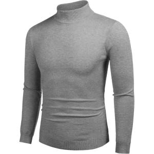 imageCOOFANDY Mens Slim Fit Mock Turtleneck Pullover Sweater Casual Basic Knitted Thermal SweatersGrey
