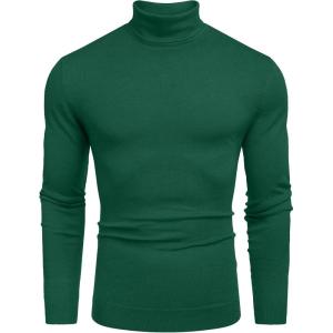 imageCOOFANDY Mens Slim Fit Turtleneck Sweater Casual Basic Knitted Long Sleeve Pullover SweaterGreen
