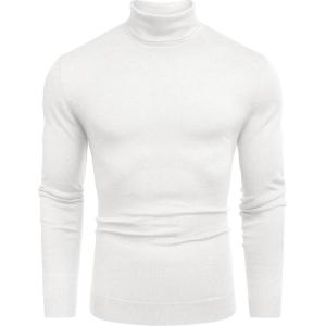 imageCOOFANDY Mens Slim Fit Turtleneck Sweater Casual Basic Knitted Long Sleeve Pullover SweaterWhite