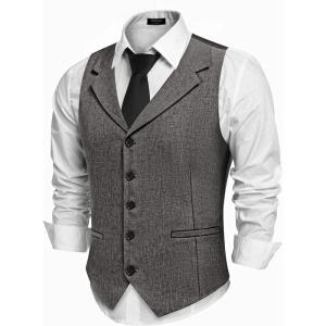 imageCOOFANDY Mens Suit Vests Slim Fit Waistcoat Notch Lapel Casual Formal VestDark Charcoal