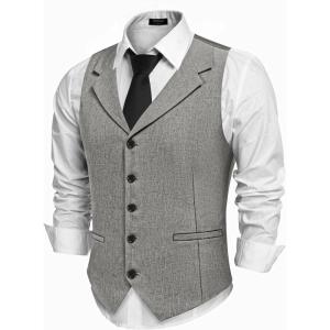 imageCOOFANDY Mens Suit Vests Slim Fit Waistcoat Notch Lapel Casual Formal VestGray