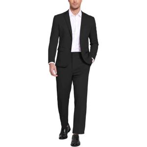 imageCOOFANDY Mens Suits 2 Piece Slim Fit Suit Set 2 Button Lightweight Casual Knit Blazer Suit Jacket PantsBlack