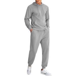 imageCOOFANDY Mens Tracksuit 2 Piece Hoodie Athletic Sweatsuits Casual Jogging Suit SetsGrey