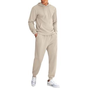 imageCOOFANDY Mens Tracksuit 2 Piece Hoodie Athletic Sweatsuits Casual Jogging Suit SetsKhaki